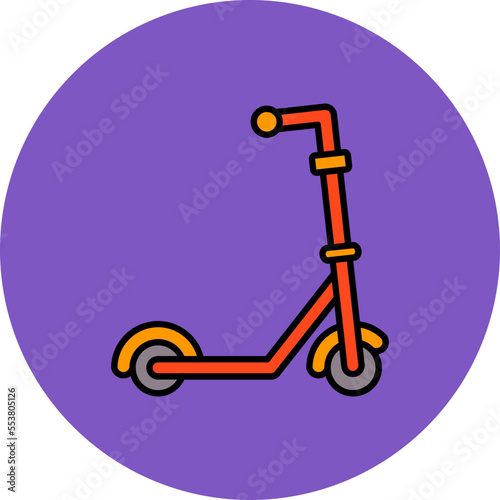 Kick Scooter Multicolor Circle Filled Line Icon