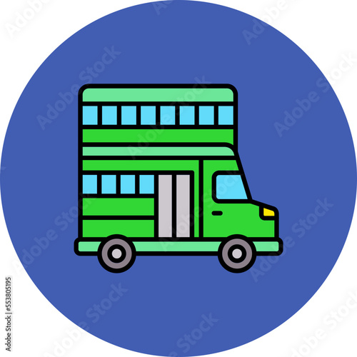 Double Decker Multicolor Circle Filled Line Icon