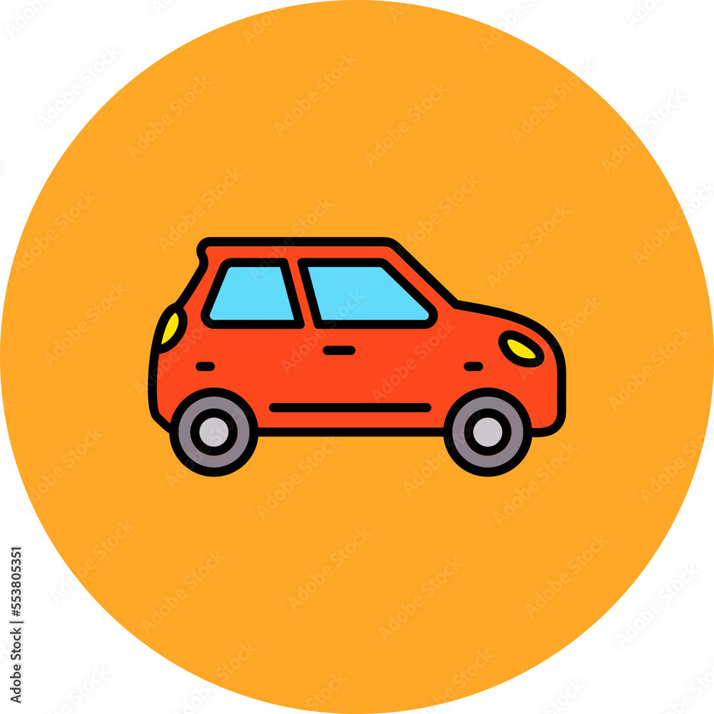 Car Multicolor Circle Filled Line Icon