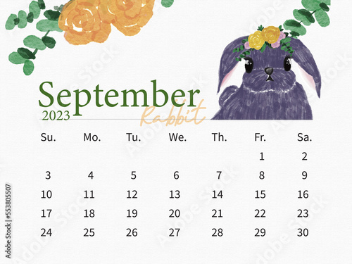 calendar 2023 rabbit Watercolor illustions photo