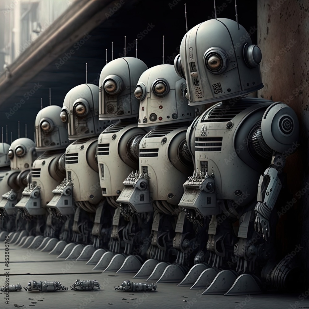 Fototapeta premium Robot army on the move. 