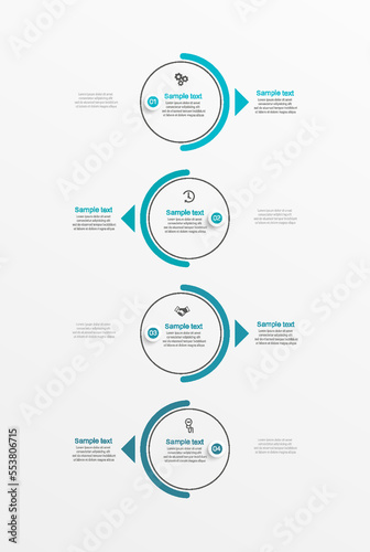 Business infographic design template with 4 options  steps or processes. Can be used for workflow layout  diagram  annual report  web design
