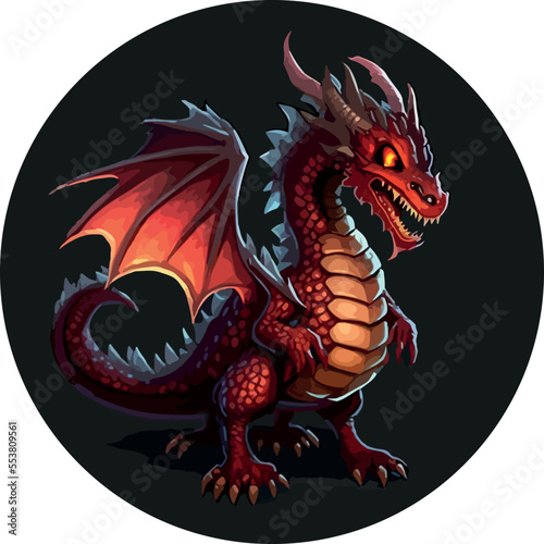 A fierce and detailed red dragon