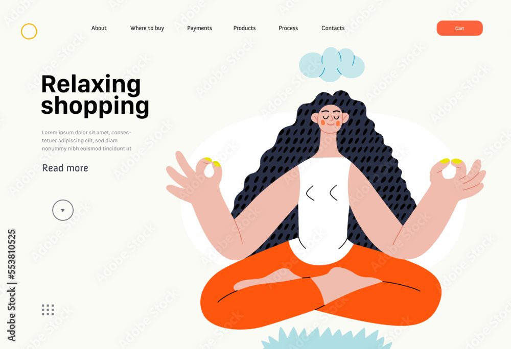 Φωτογραφία Relaxing shopping - Online shopping and electronic commerce series - modern flat vector concept illustration of a meditating woman in lotus pose