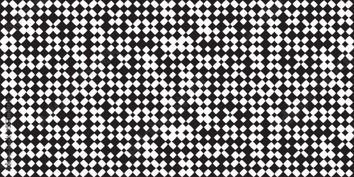 Black and white pattern of shapes somewhat reminiscent of a checkerboard surface. Vector for print seamless, pattern for stylish design of surfaces.