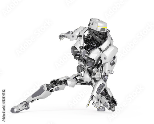 Fotografering master robot you are crouched in white background