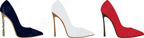 Women shoe vector set. High heeled footwear, female shoes sign