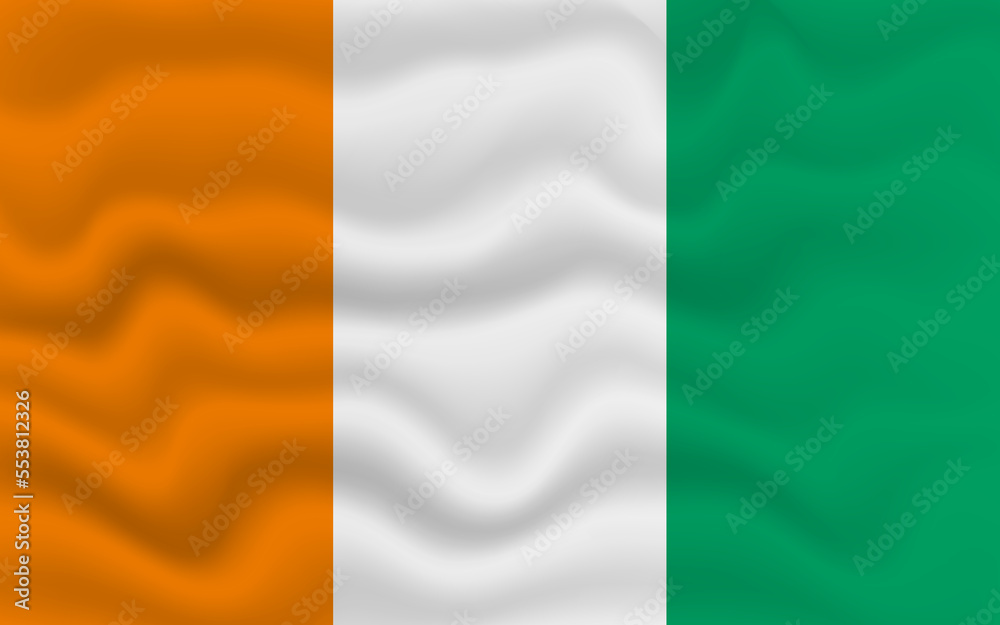 Wavy flag of Ivory Coast. Flag of Ivory Coast with a wavy effect. vector illustration