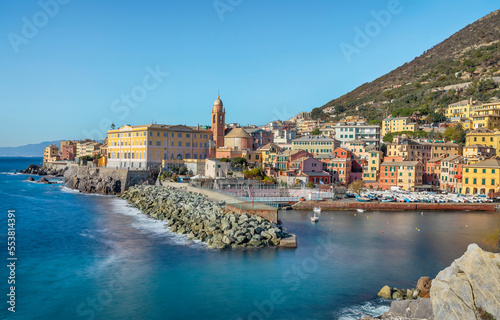 Genova, Italy. View of small sea port in Nervi district (Porticciolo di Nervi)