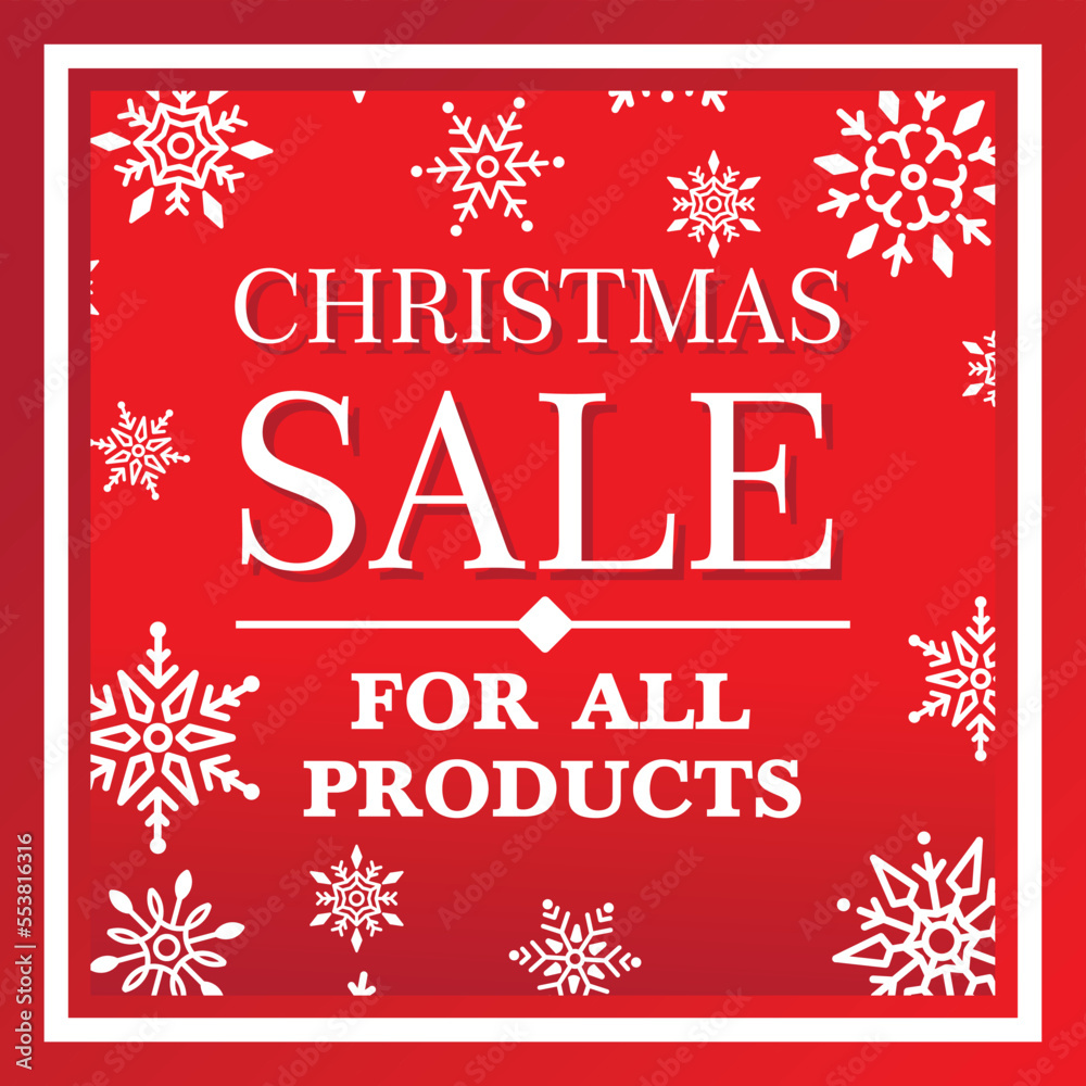 Christmas discount banner in red color