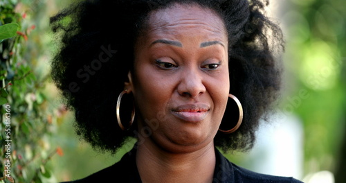 Photos Skeptic black woman judging with disgust, close-up face emotion