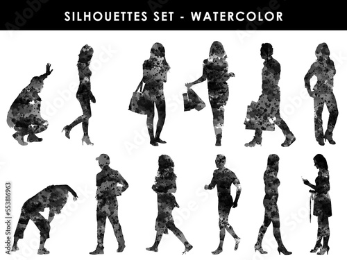 Sihouettes Set - Watercolor photo