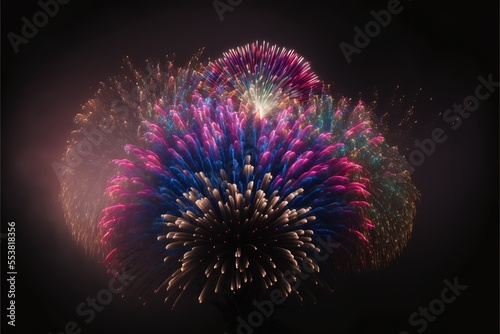 Colorful Fireworks on Black Sky  Happy New Year s Background