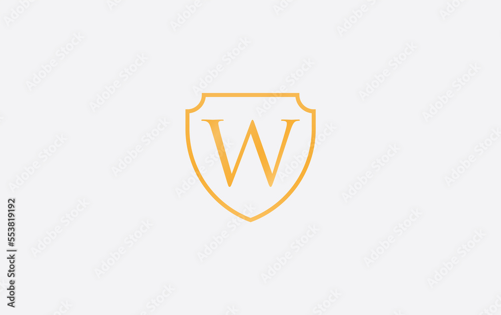 Shield protection symbol and royal luxury shield monogram design. shield protection logo with letters W Shield protection symbol and royal luxury shield monogram design. shield protection logo with letters W