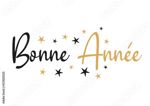 Happy New Year lettering in French (Bonne Année). Vector illustration