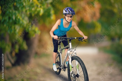 young happy sporty cyclist outdoor