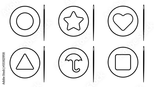 Set of  Korean candy Dalgona collection,  made with melted sugar. Vector line art illustration.
