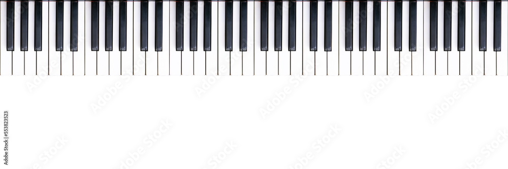 Endless keyboard. Seamless loopable piano keys pattern isolated png with transparency