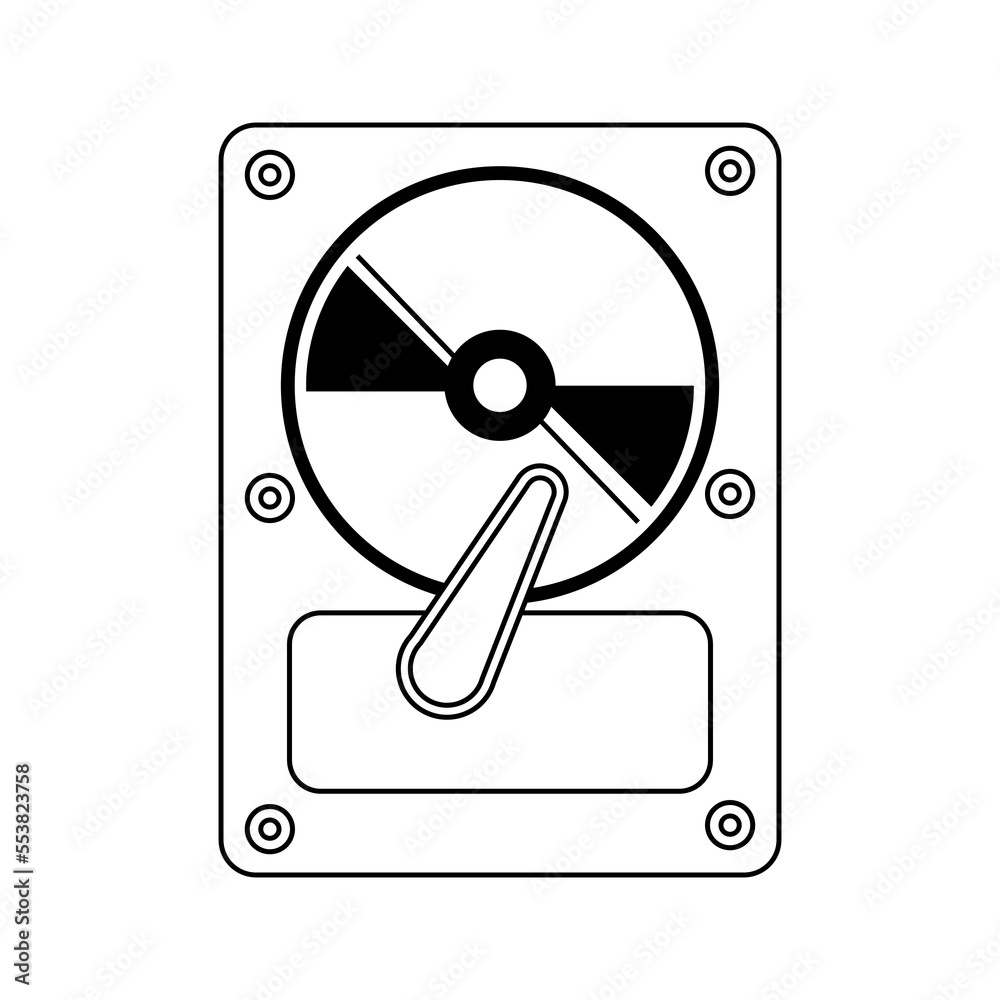 Simple illustration of compact disk or hard drive disc Personal computer component icon Simple illustration of compact disk or hard drive disc Personal computer component icon