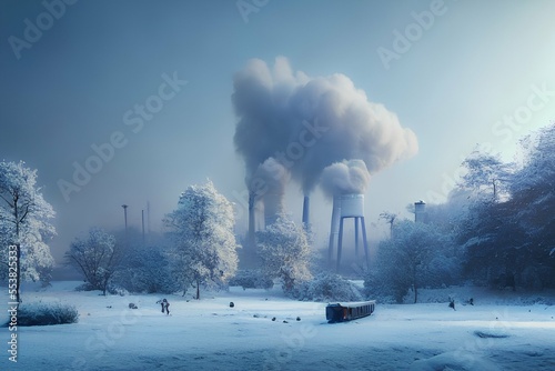 power station in the winter