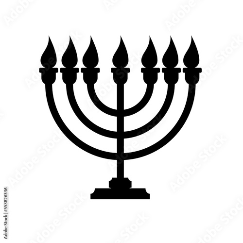 menorah with candle - vector  icon