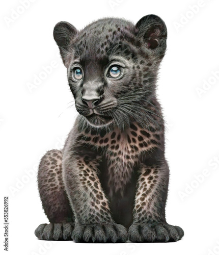 Cute tiny adorable panther animal on a transparant background