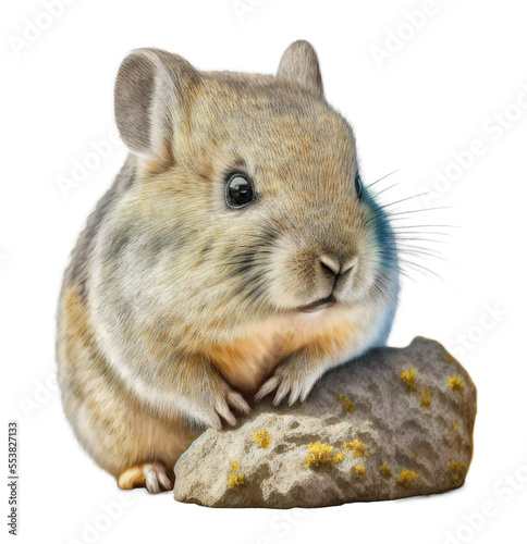 Cute tiny adorable pika animal on a transparant background photo