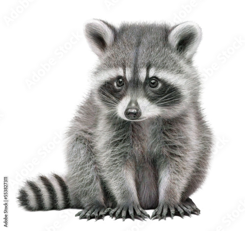 Cute tiny adorable racoon animal on a transparant background © Alan