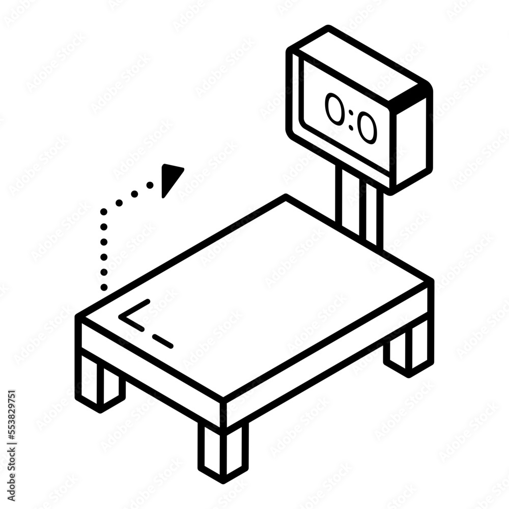 A linear isometric icon of warehouse weight A linear isometric icon of warehouse weight