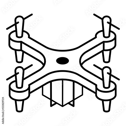 Drone delivery outline isometric icon design 