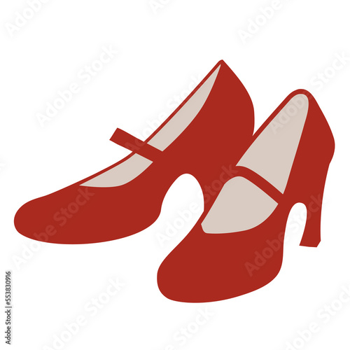 Woman dancing shoes isolated. Stylized and simplified illustration