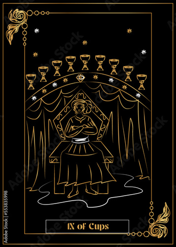 the illustration - card for tarot - IX of Cups.