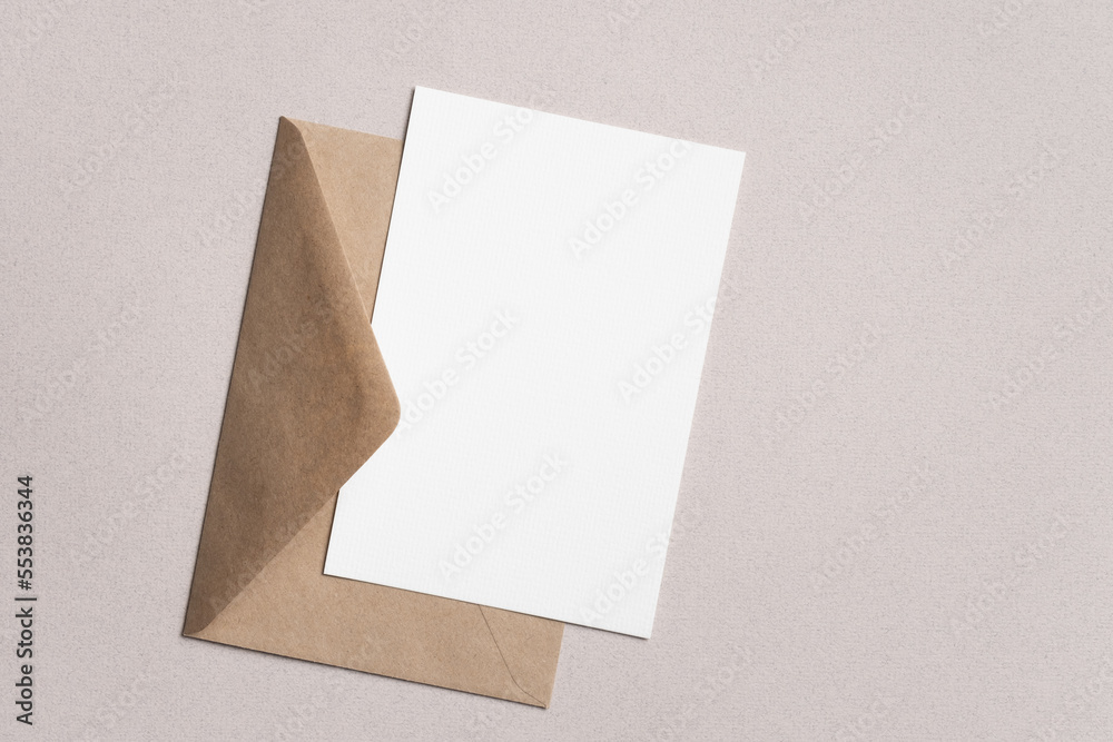 Blank invitation or greeting card mockup with envelope Blank invitation or greeting card mockup with envelope