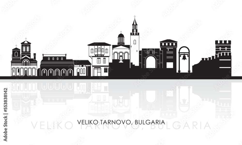 Silhouette Skyline panorama of city of Veliko Tarnovo, Bulgaria - vector illustration