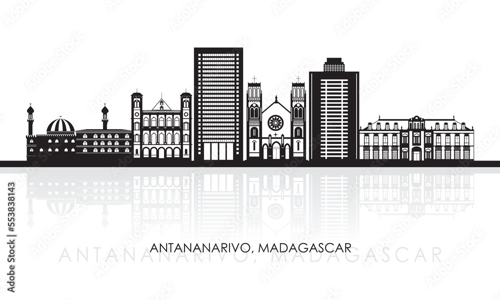 Silhouette Skyline panorama of city of Antananarivo, Madagascar - vector illustration
