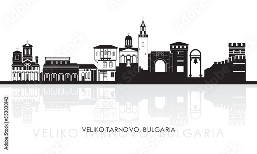 Silhouette Skyline panorama of city of Veliko Tarnovo, Bulgaria - vector illustration photo