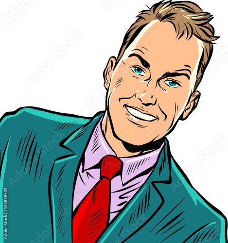 Smiling man portrait, positive image of a young man. businessman in a suit