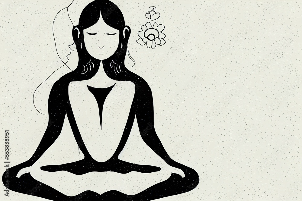 woman in yoga pose. Lotus position in meditation. Focus on your mind. For edvertisement, banner, stickers design. Generative AI woman in yoga pose. Lotus position in meditation. Focus on your mind. For edvertisement, banner, stickers design. Generative AI