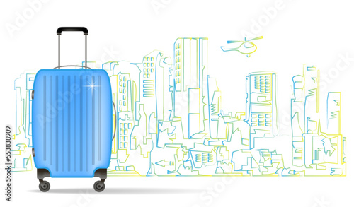 The concept of online travel and tourism planning. 3D illustration, banner.