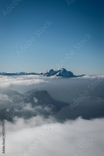 Blue Sky above the clouds - scenic landscape on Rigi, Switzerland