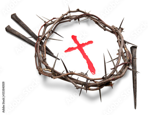 Wood cross and crown of thorns. Good Friday. Easter holiday. © BillionPhotos.com