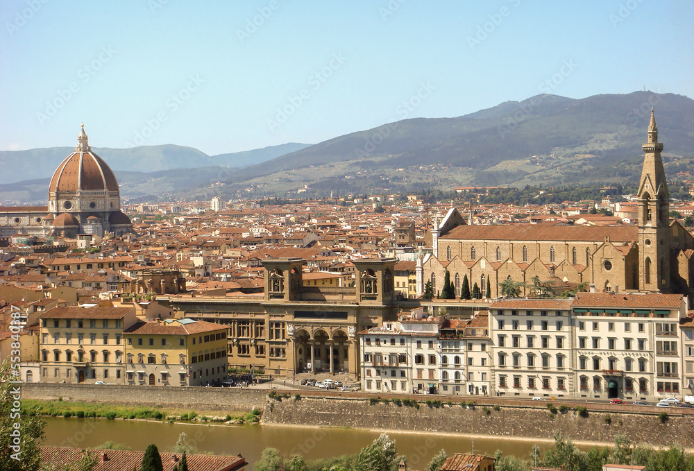 Panoramic view of the city on the sunny day. Florence. Italy.