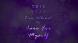 New Year Self Care Quote against Purple Grunge Backdrop