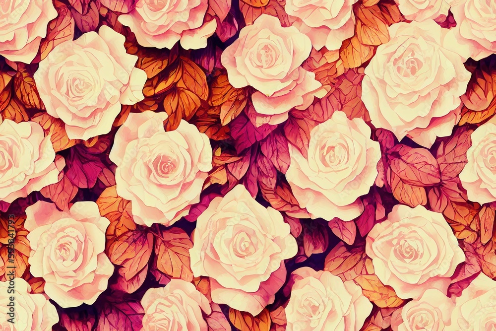 Fototapeta premium decorative floral pattern. repeat pattern for wallpaper, paper packaging, textile, curtains, duvet covers, print design, wedding invitations. Generative AI (22)