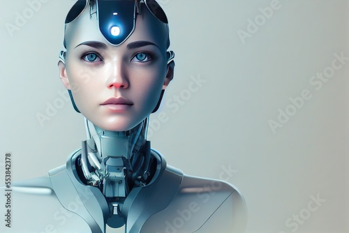 seductive cyborg woman in armor. Generative AI photo