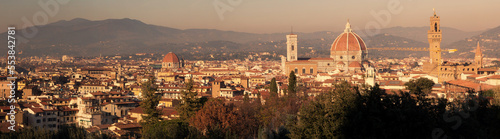 Panorama Sunset at Duomo View of Florence after sunset from Piazzale Michelangelo, Florence, Italy