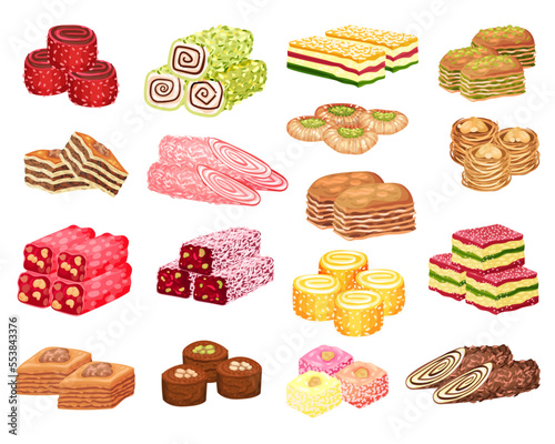 Oriental Sweets and Turkish Delights Big Vector Set