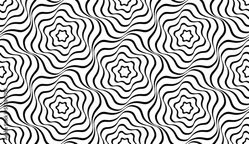 Abstract Seamless Wavy Lines Pattern. Black and White Texture.