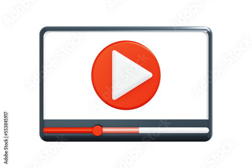 Minimal video player or media player interface, front view. Social media concept