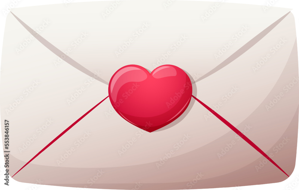 Sealed love letter, white envelope with heart stamp on transparent background Sealed love letter, white envelope with heart stamp on transparent background